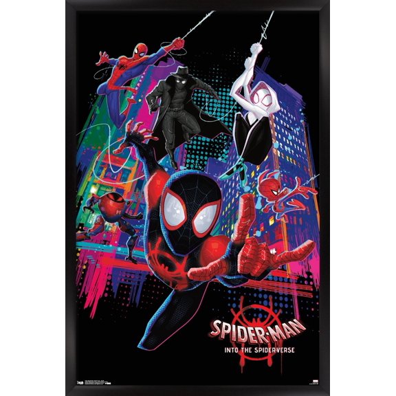 Marvel Cinematic Universe - Spider-Man - Into The Spider-Verse - Group Wall Poster, 22.375" x 34", Framed