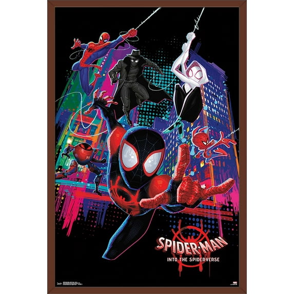 Marvel Cinematic Universe - Spider-Man - Into The Spider-Verse - Group Wall Poster, 22.375" x 34", Framed
