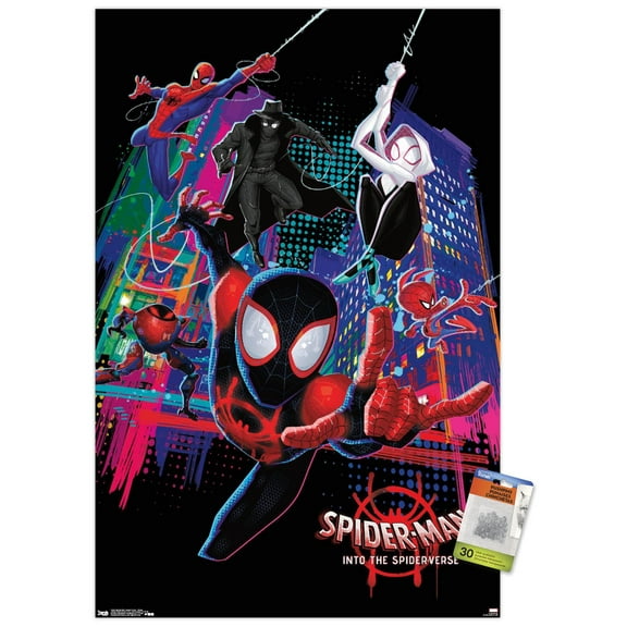 Marvel Cinematic Universe - Spider-Man - Into The Spider-Verse - Group Wall Poster with Push Pins, 22.375" x 34"