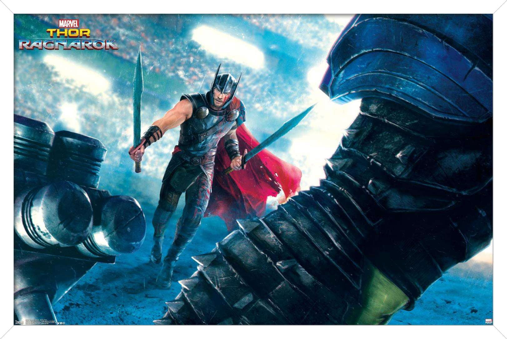 Marvel Cinematic Universe - Thor - Ragnarök - Arena Thor Wall Poster, 14.725" x 22.375", Framed