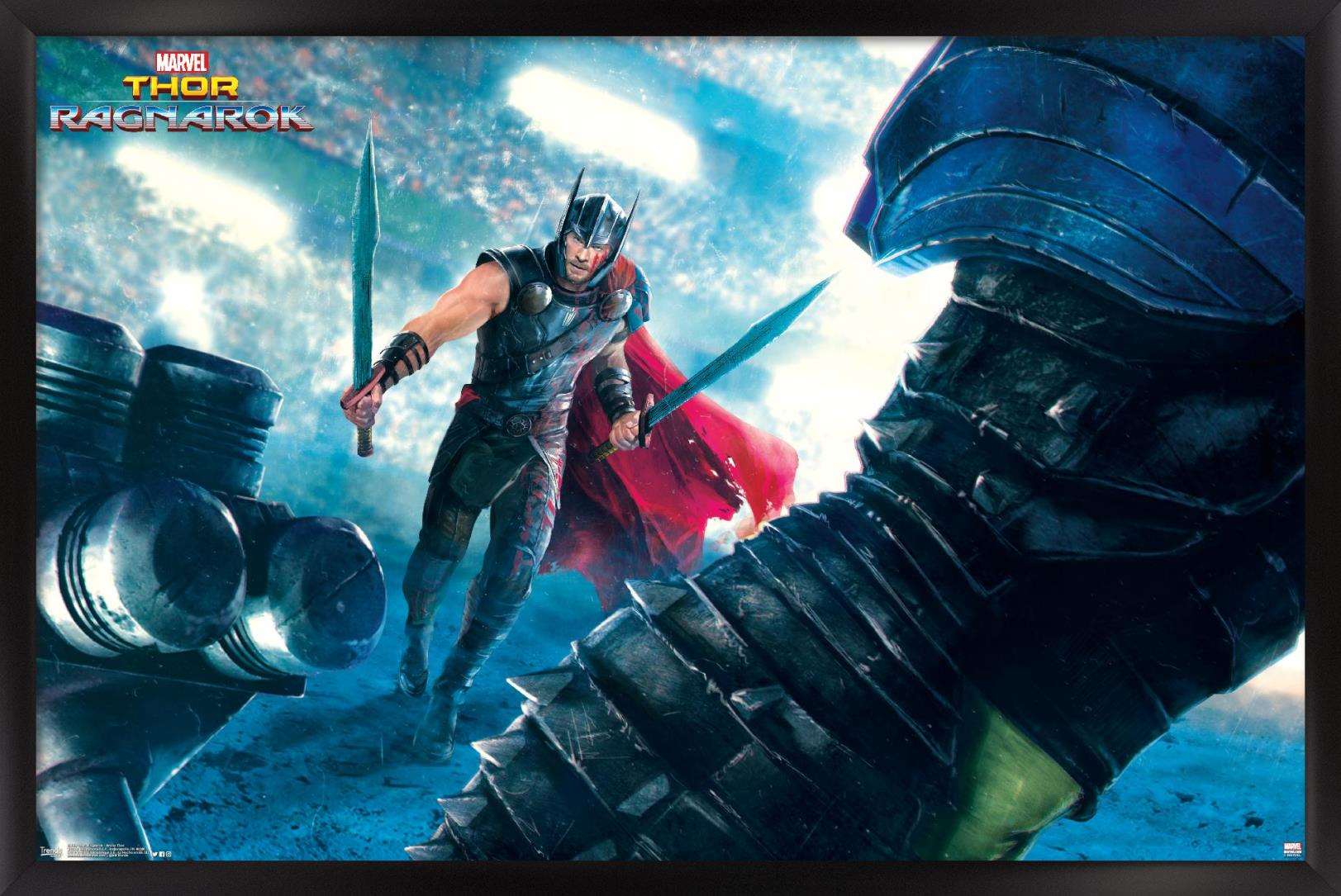 Marvel Cinematic Universe - Thor - Ragnarök - Arena Thor Wall Poster, 14.725" x 22.375", Framed