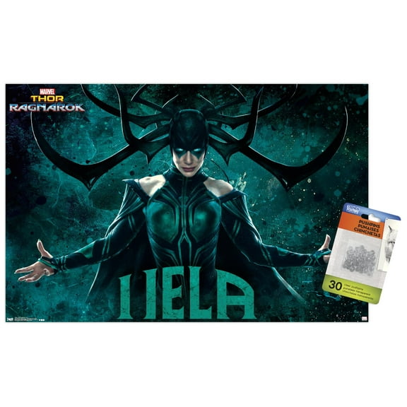 Marvel Cinematic Universe - Thor - Ragnarök - Hela Wall Poster with Push Pins, 14.725" x 22.375"