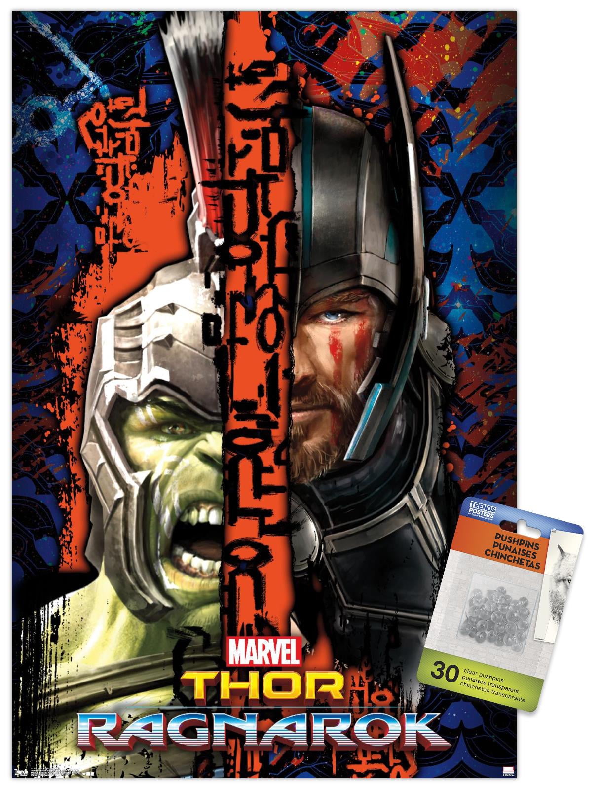 Marvel Cinematic Universe - Thor: Ragnarok - Split Wall Poster with Push Pins, 14.725" x 22.375"