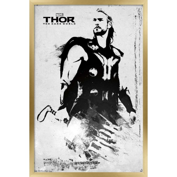 Marvel Cinematic Universe - Thor - The Dark World - Illustrated Stamp Wall Poster, 14.725" x 22.375", Framed