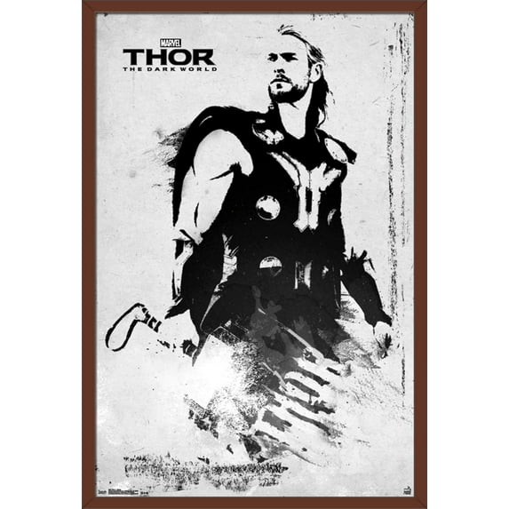 Marvel Cinematic Universe - Thor - The Dark World - Illustrated Stamp Wall Poster, 22.375" x 34", Framed