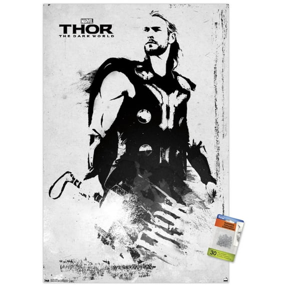 Marvel Cinematic Universe - Thor - The Dark World - Illustrated Stamp Wall Poster with Push Pins, 22.375" x 34"
