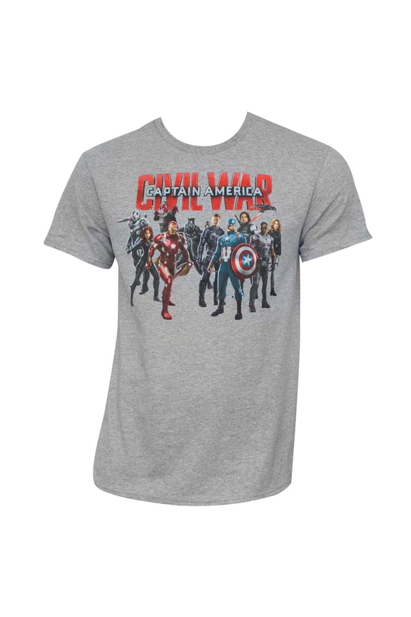 Marvel Civil War Men's Civil Group Shot T-Shirt Heather Grey M
