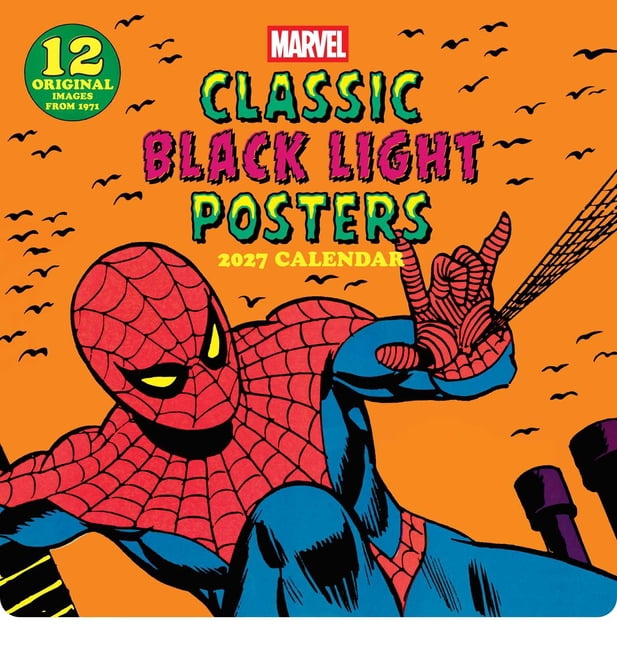 Marvel Classic Black Light Posters 2027 Wall Calendar: 12 Original Images from 1, (Paperback)