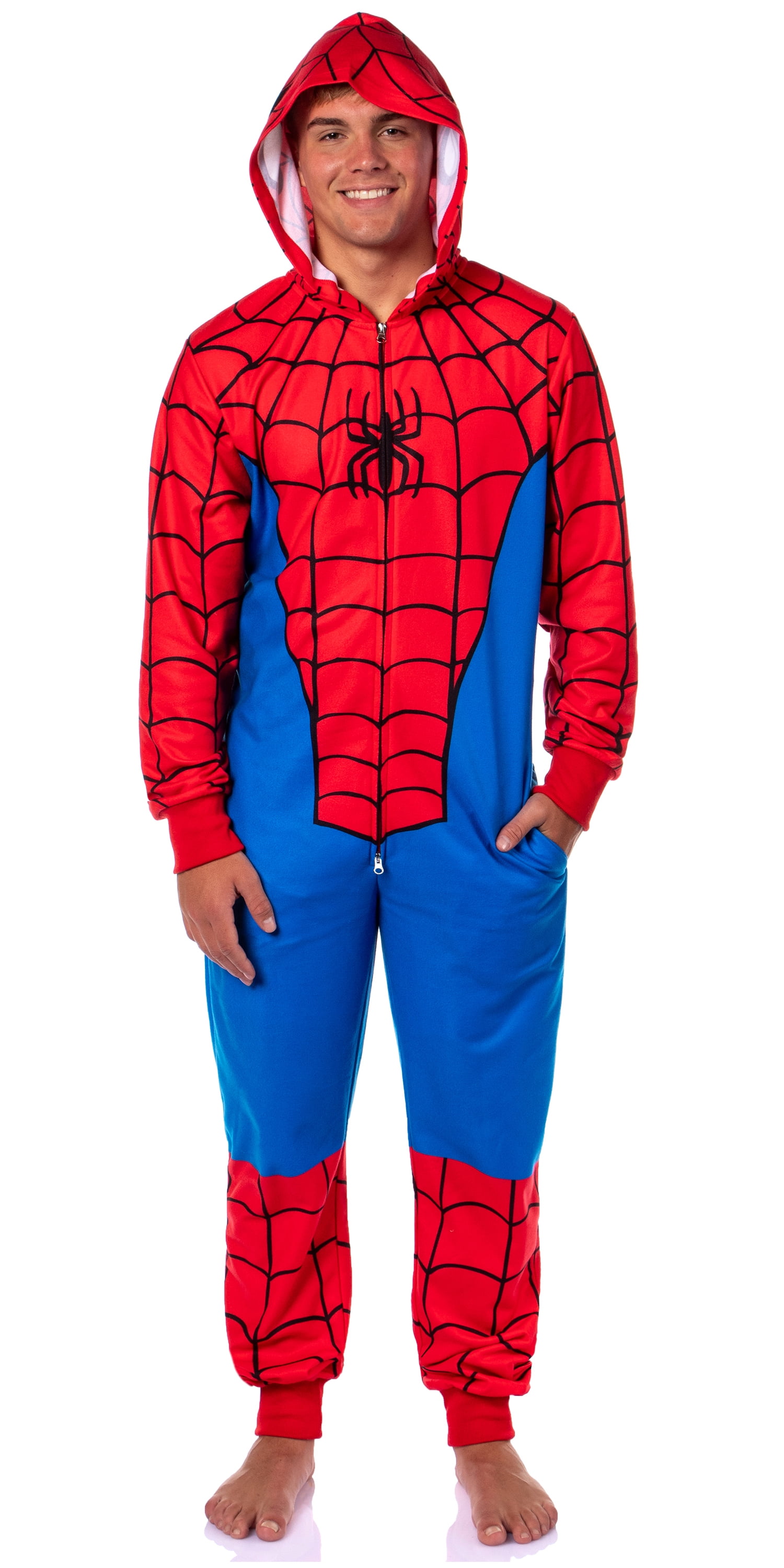 Marvel Classic Spider Man Superhero Adult Hooded Union Suit Costume Pajama For Men and Women Walmart