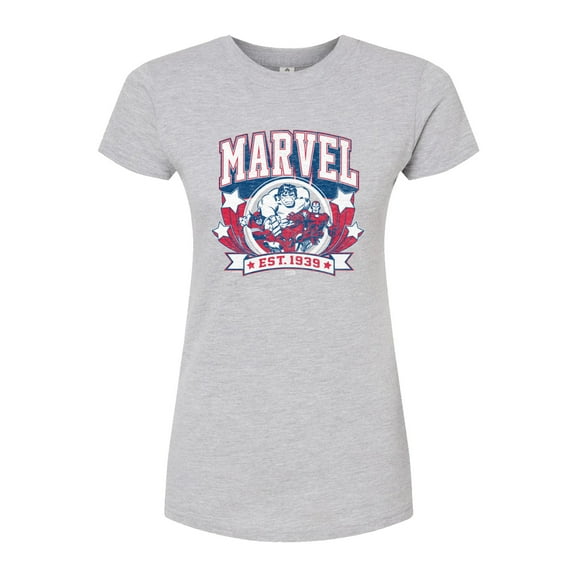 Marvel - Collegiate Americana - Juniors Fitted Graphic T-Shirt