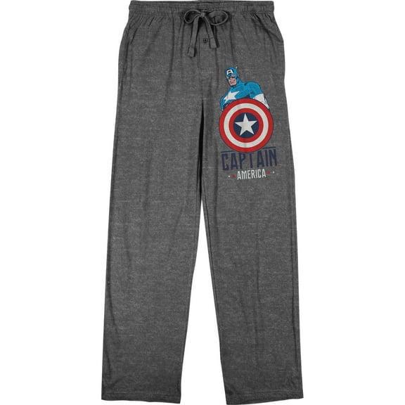 Marvel Comic Book Captain America Shield Men's Heather Grey Sleep Pajama Pants-M