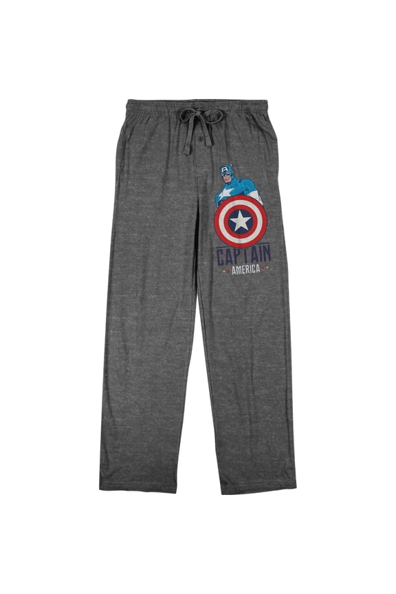 Marvel Comic Book Captain America Shield Men's Heather Grey Sleep Pajama Pants-XL