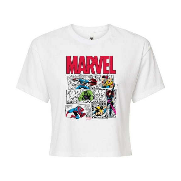 Marvel - Comic Book Panels - Juniors Cropped Graphic T-Shirt