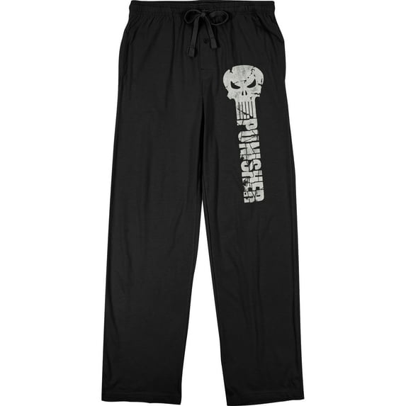 Marvel Comic Book Universe Punisher Symbol Men's Black Sleep Pajama Pants-3XL