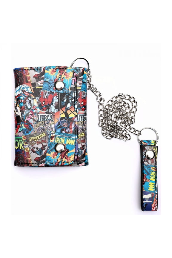 Marvel Avengers Comic Book Cover Trifold Wallet W/Chain New