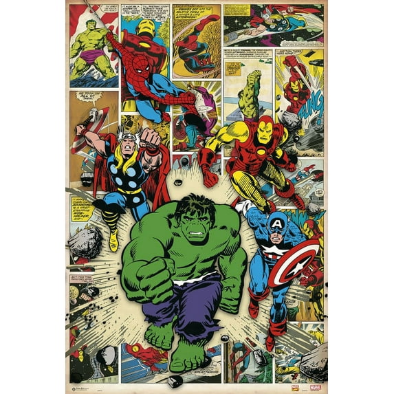 Marvel Comic Here Come The Heroes Poster (24 x 36)