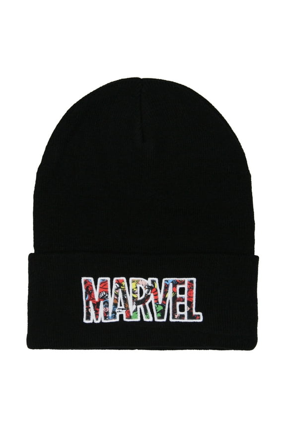 Marvel Comic Logo Beanie Embroidered Vintage Design Cuff Knit Beanie Hat Cap