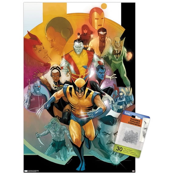 Marvel Comics - 80th Anniversary Collage Wall Poster with Push Pins, 14.725" x 22.375"