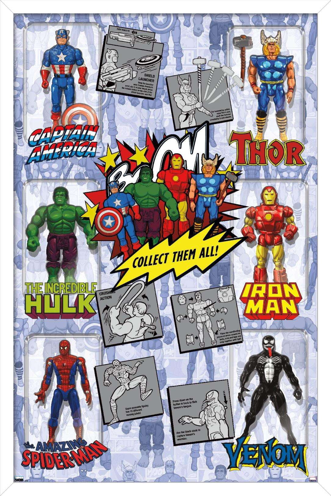 Marvel Comics - Action Figures Wall Poster, 14.725" x 22.375", Framed