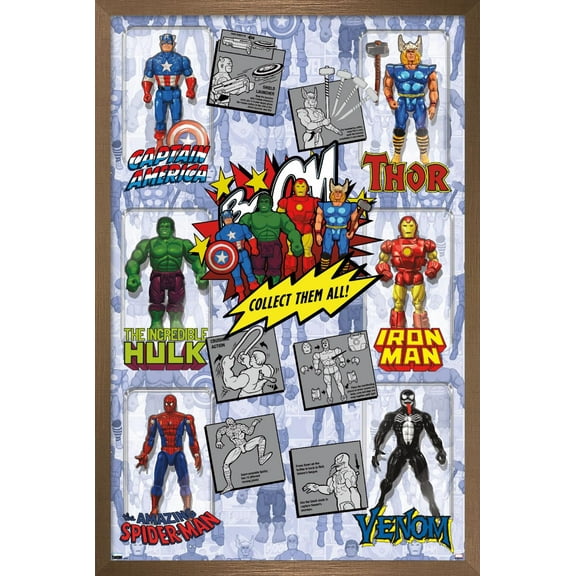 Marvel Comics - Action Figures Wall Poster, 22.375" x 34", Framed