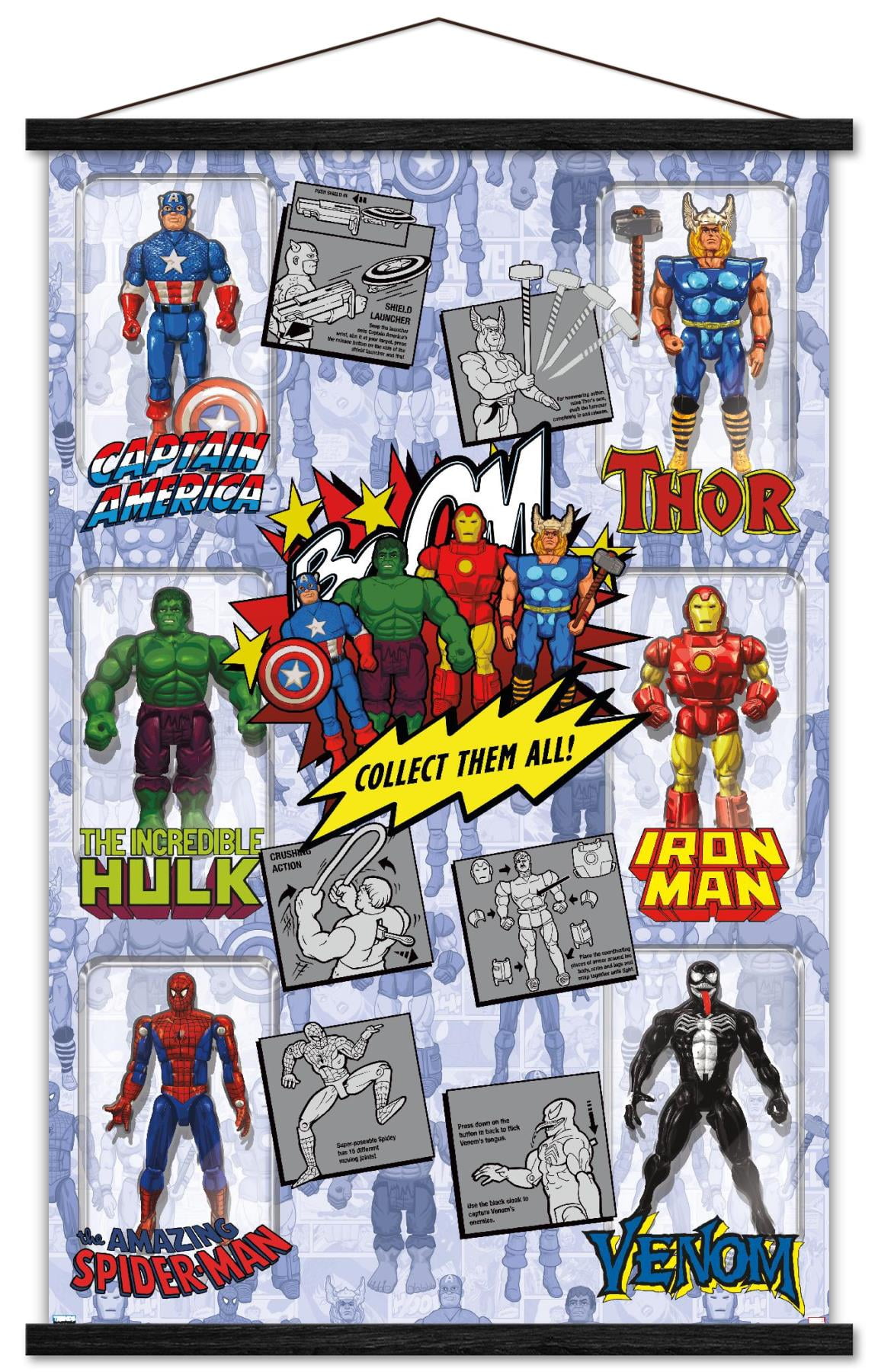Marvel Comics - Action Figures Wall Poster with Wooden Magnetic Frame, 22.375" x 34"