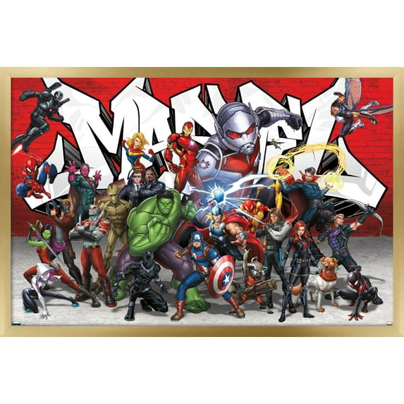 Marvel Comics - Animated Group Wall Poster, 14.725" x 22.375", Framed