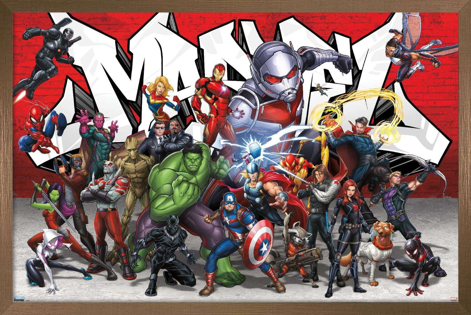 Marvel Comics - Animated Group Wall Poster, 22.375" x 34", Framed