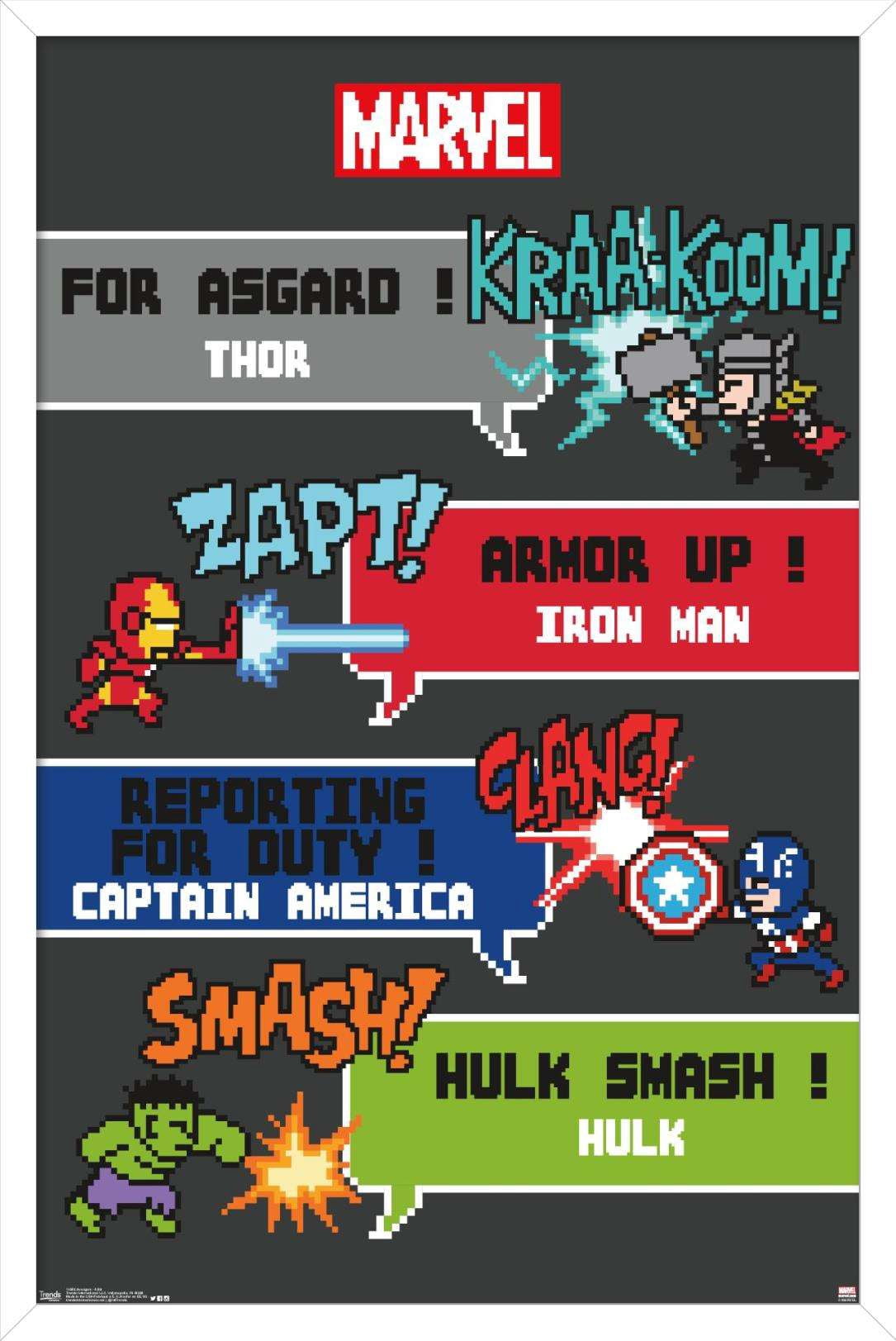 Marvel Comics - Avengers - 8 Bit Wall Poster, 14.725" x 22.375", Framed