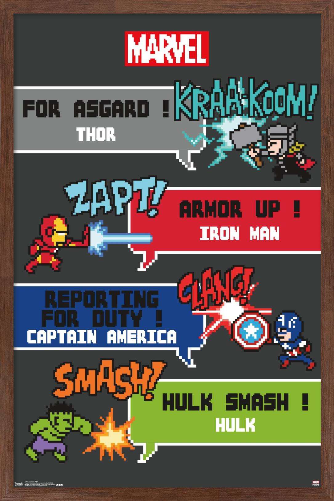 Marvel Comics - Avengers - 8 Bit Wall Poster, 14.725" x 22.375", Framed