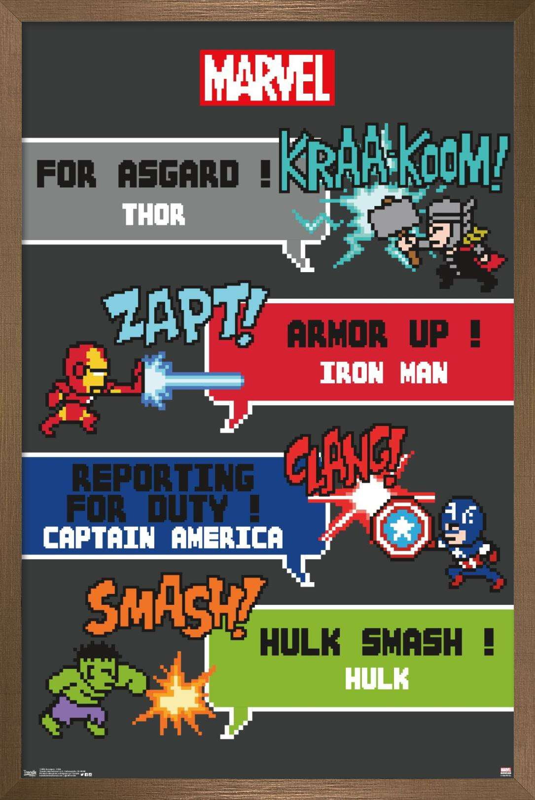 Marvel Comics - Avengers - 8 Bit Wall Poster, 14.725" x 22.375", Framed
