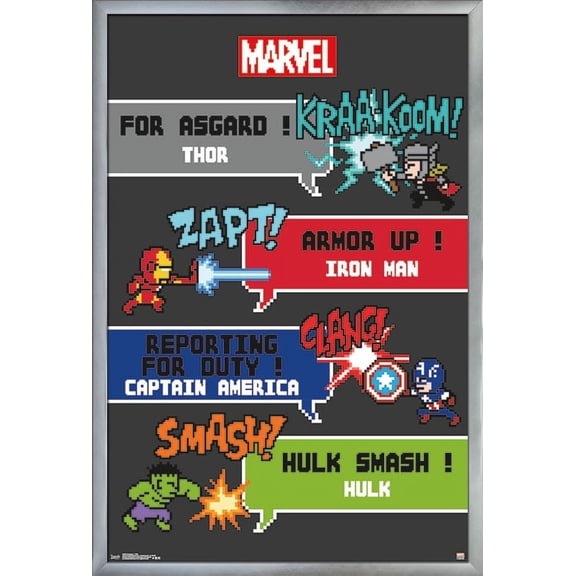Marvel Comics - Avengers - 8 Bit Wall Poster, 22.375" x 34", Framed