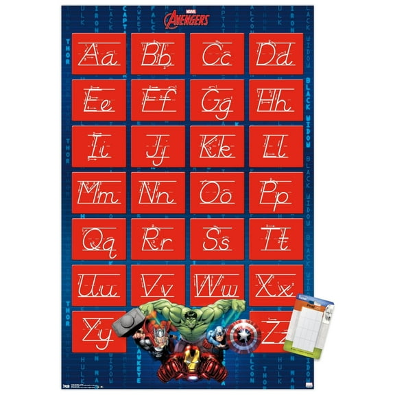 Marvel Comics - Avengers - Alphabet - Write Letters Wall Poster, 14.725" x 22.375"