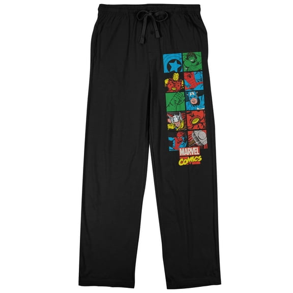 Marvel Comics Avengers Blocks Men's Black Sleep Pajama Pants-XX-Large