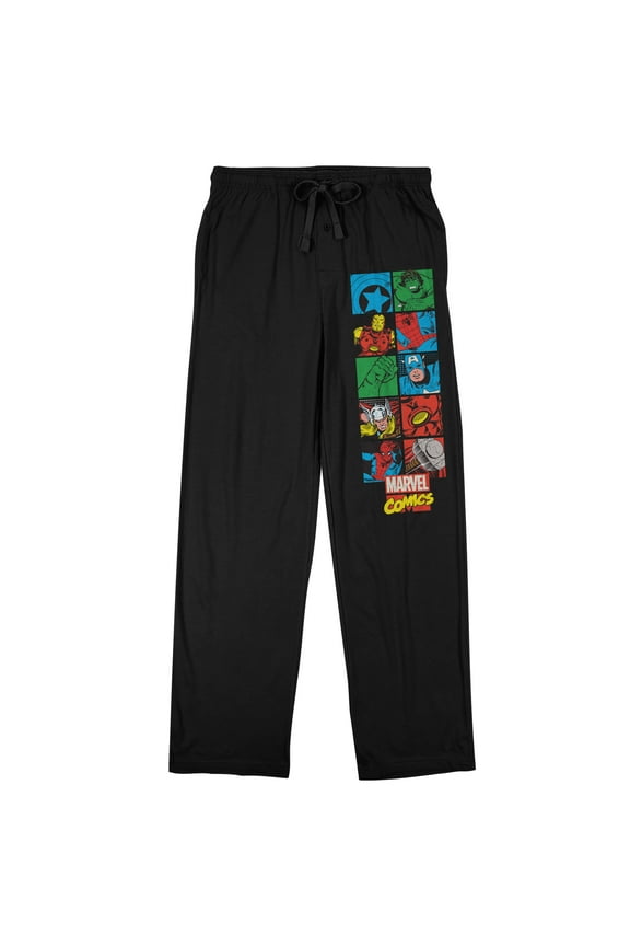 Marvel Comics Avengers Blocks Men's Black Sleep Pajama Pants-XX-Large