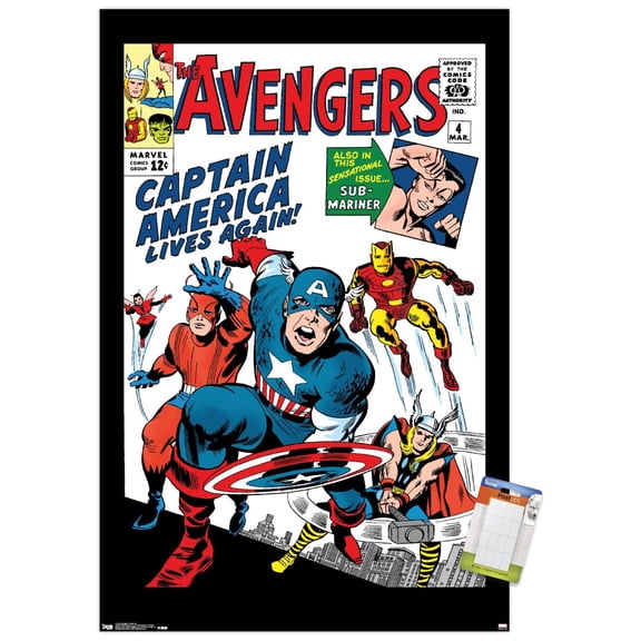 Marvel Comics - Avengers - Captain America - Comic Cover #4 Wall Poster, 14.725" x 22.375"