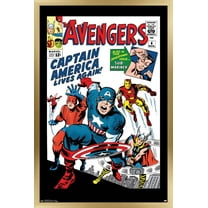 Marvel Comics - Avengers - Captain America - Comic Cover #4 Wall Poster, 22.375" x 34", Framed