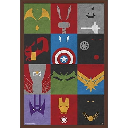 Marvel Comics - Avengers - Minimalist Grid Wall Poster, 22.375" x 34", Framed