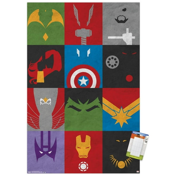 Marvel Comics - Avengers - Minimalist Grid Wall Poster, 22.375" x 34"