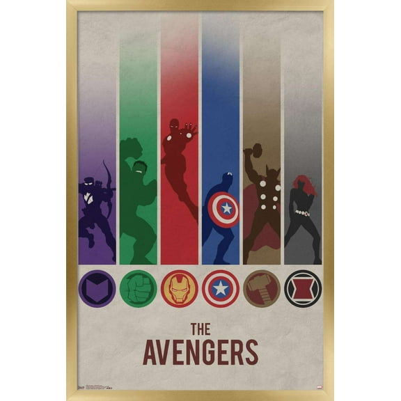 Marvel Comics - Avengers - Minimalist Logo Wall Poster, 14.725" x 22.375", Framed