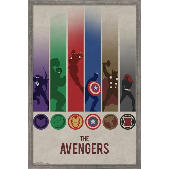 Marvel Comics - Avengers - Minimalist Logo Wall Poster, 14.725" x 22.375", Framed