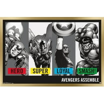 Marvel Comics - Avengers - Traits - Hero - Super - Loyal - Smash! Wall Poster, 22.375" x 34", Framed