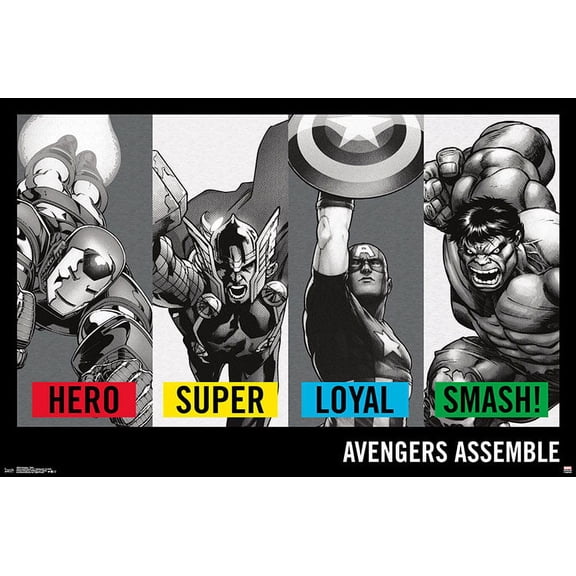 Marvel Comics - Avengers - Traits - Hero - Super - Loyal - Smash! Wall Poster, 22.375" x 34"
