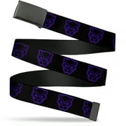 Marvel Comics Belt, Flip Web Belt Black Panther Avengers Icon Outline Black Purple, 1.5 Inch Wide, Fits up to Size 42