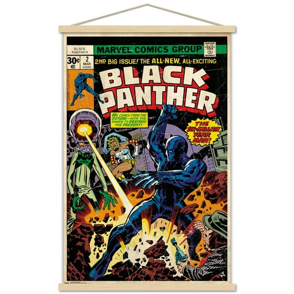 Marvel Comics - Black Panther - Cover #2 Wall Poster with Wooden Magnetic Frame, 22.375" x 34"