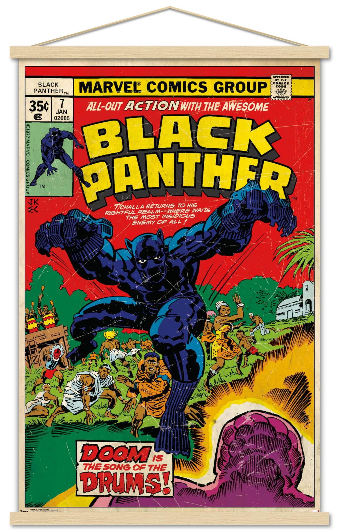 Marvel Comics - Black Panther - Cover #7 Wall Poster with Wooden Magnetic Frame, 22.375" x 34"