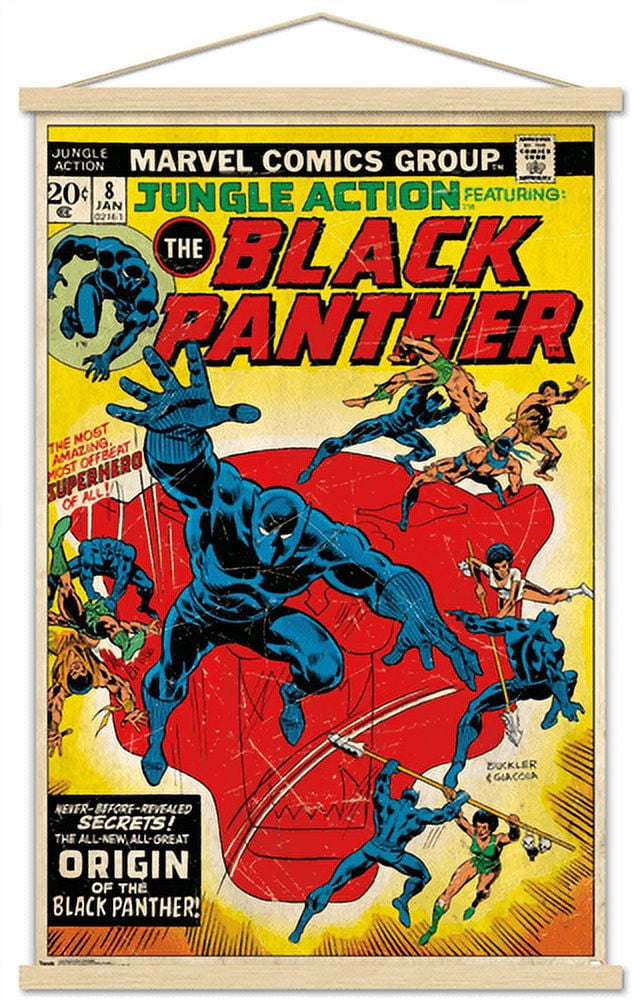 Marvel Comics - Black Panther - Jungle Action Cover Wall Poster with Wooden Magnetic Frame, 22.375" x 34"