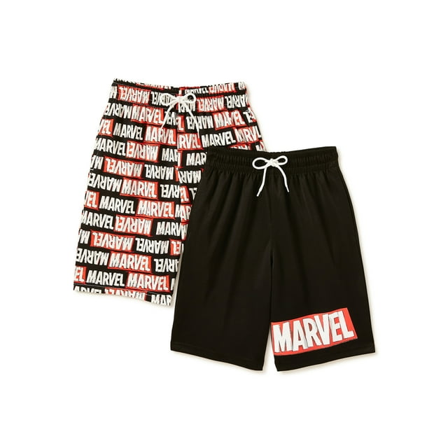 Marvel Comics Boys Active Shorts, 2-Pack, Sizes 4-14