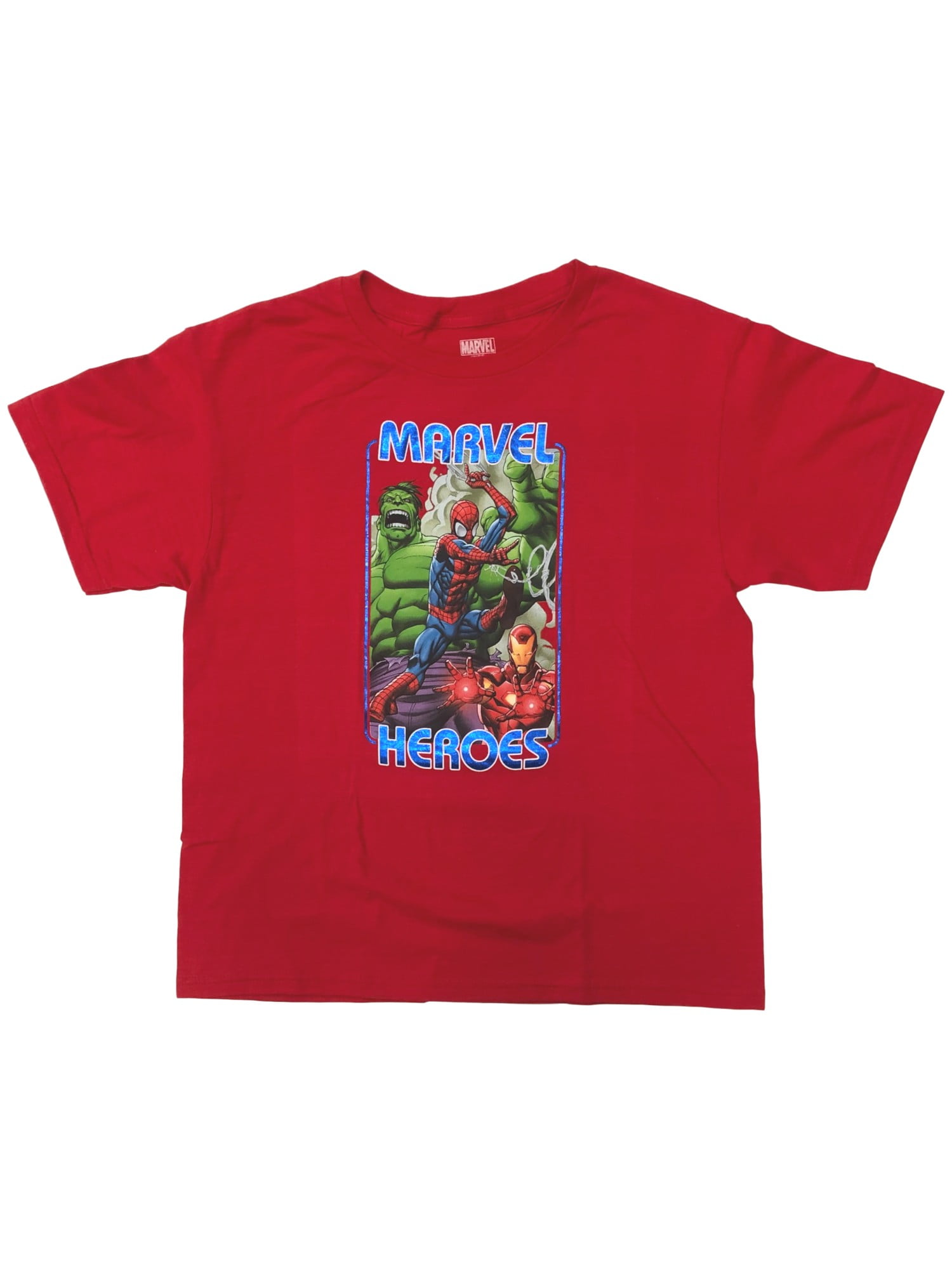 Marvel Comics Boys Red Avengers T-Shirt Hulk Spider-Man Iron Man