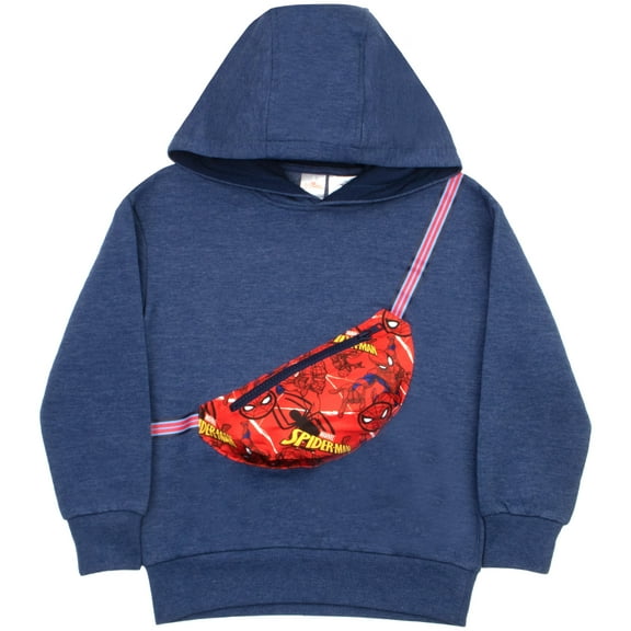 Marvel Comics Boys Spiderman Comfortable Fanny Pack Pull over Hoodies for Kids Sizes (4-16)
