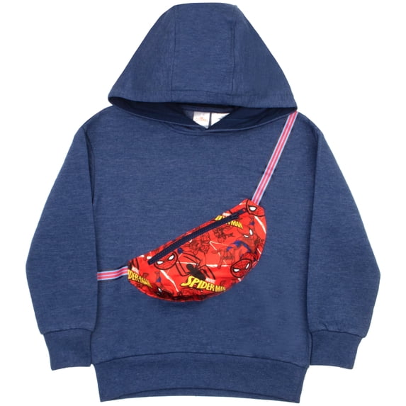 Marvel Comics Boys Spiderman Comfortable Fanny Pack Pull over Hoodies for Kids Sizes (4-16)